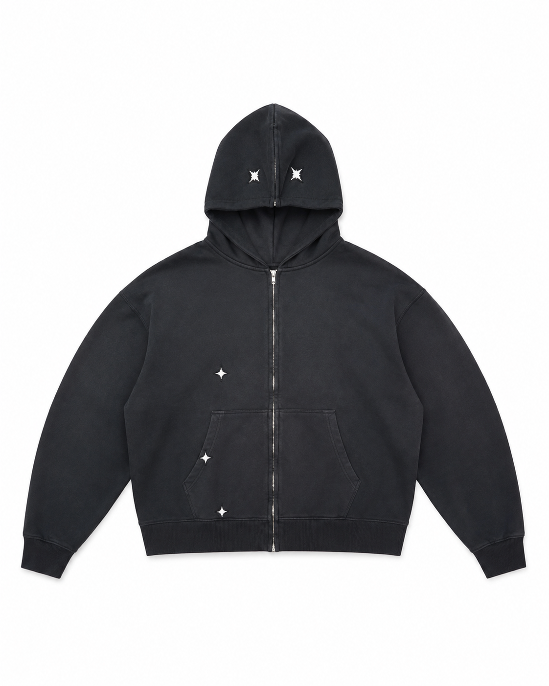 Star Hoodie front with zip and star details